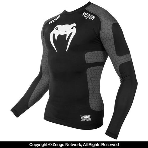 Venum "Absolute" Long-Sleeve Compression Shirt (Dark Grey) - MMA Fightland