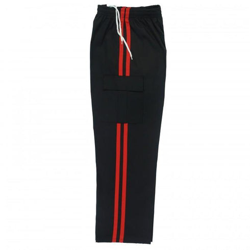 BOLD LOOK BFIT 7.5OZ CARGO PANTS-BLACK/RED STRIPE