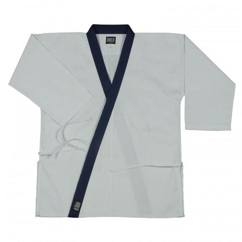 BOLD LOOK 8.5OZ SUPER MIDDLEWEIGHT TOPS WITH COLLAR TRIM-WHITE WITH DARK NAVY TRIM-1