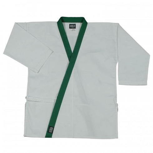BOLD LOOK 8.5OZ SUPER MIDDLEWEIGHT TOPS WITH COLLAR TRIM-WHITE WITH FOREST GREEN TRIM-1