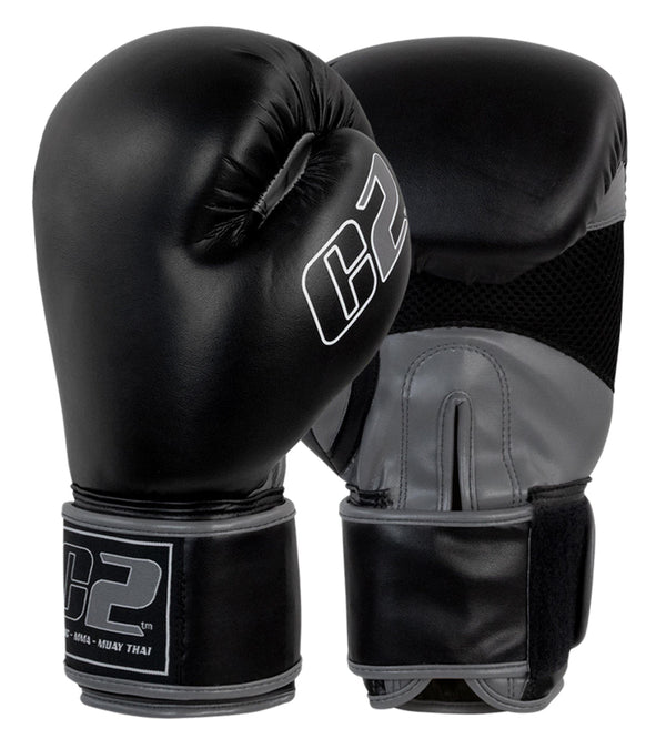 Combat Corner C2 Boxing Gloves w/ XtraFresh Blk/Gry - MMA Fightland