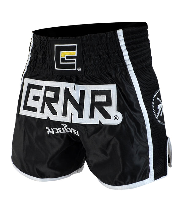Combat Corner Black/White CRNR Muay Thai Shorts-1