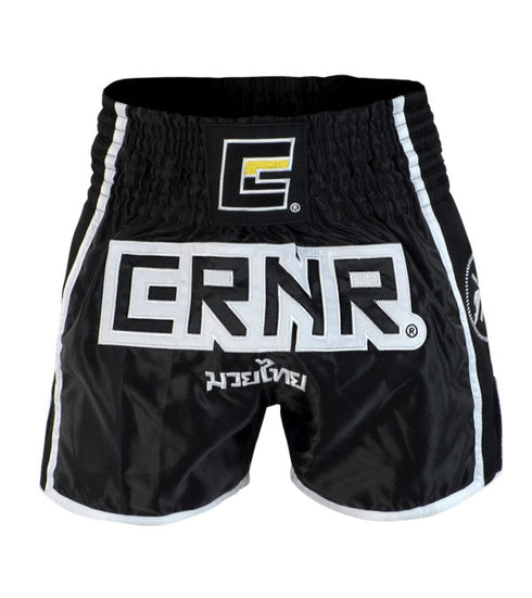 Combat Corner Black/White CRNR Muay Thai Shorts-3