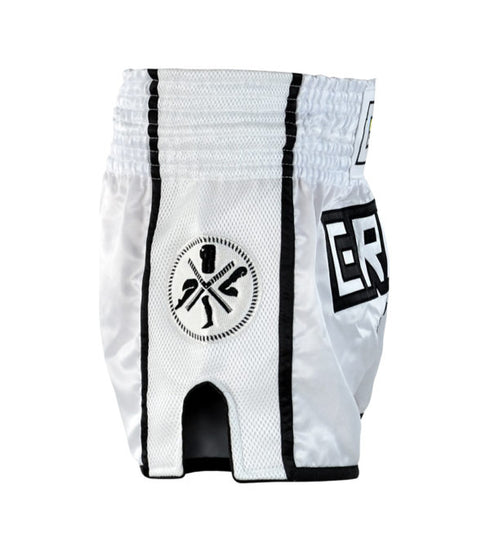 Combat Corner White/Black CRNR Muay Thai Shorts-5