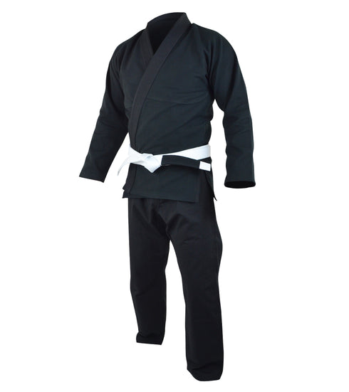 Combat Corner Classic Kimono – W/ FREE WHITE BELT!-BLACK-1