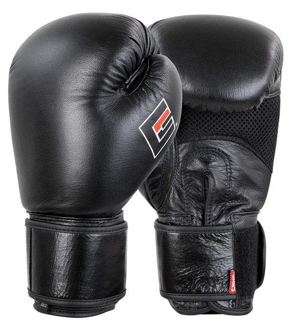 Combat Corner Elite Boxing Gloves Leather | Black - MMA Fightland