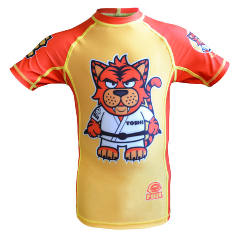 FUJI SPORTS TOSHI THE TIGER RASH GUARD, KIDS, YELLOW/ORANGE-Yellow-2