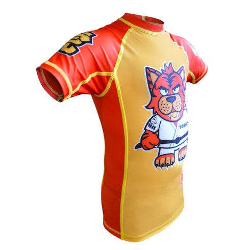 FUJI SPORTS TOSHI THE TIGER RASH GUARD, KIDS, YELLOW/ORANGE-Yellow-5