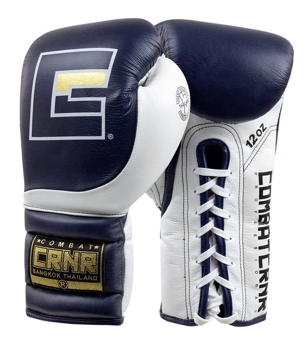 Combat Corner HMIT Lace Up Sparring Gloves Navy - MMA Fightland