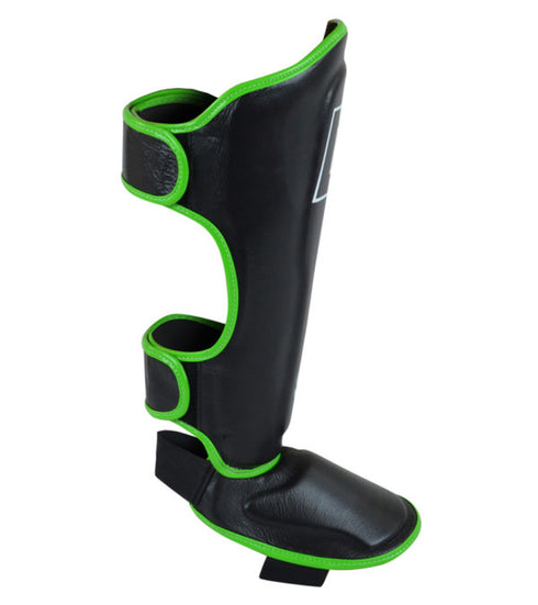 Combat Corner HMIT Shin Guards-BLACK/GREEN-2