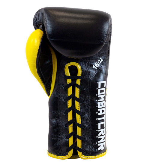 Combat Corner HMIT Lace Up Sparring Gloves Black/Yellow