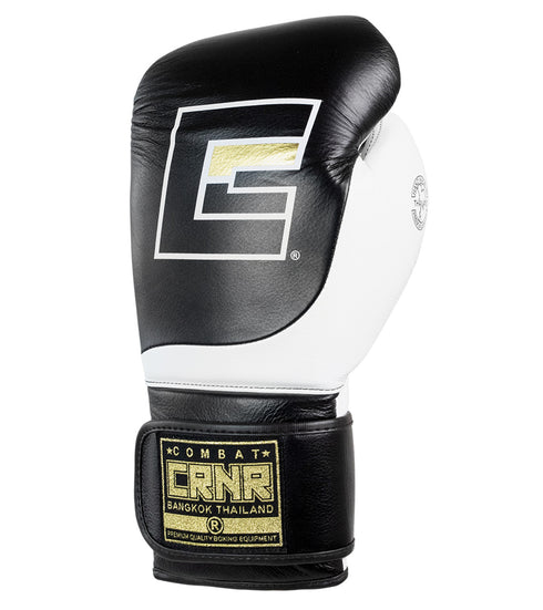 Combat Corner HMIT Velcro Sparring Gloves | Black/White