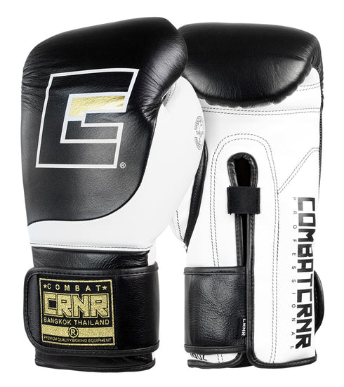 Combat Corner HMIT Velcro Sparring Gloves | Black/White