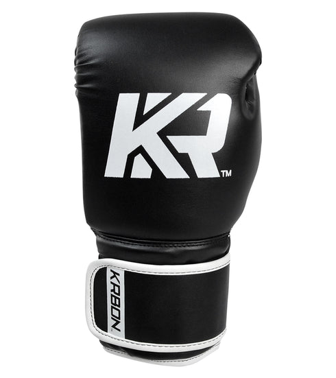 Combat Corner KRBON Boxing Gloves w/ FREE Wraps Black-White - MMA Fightland