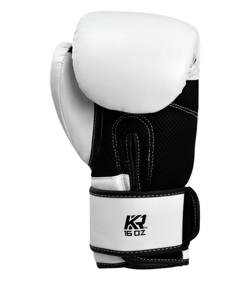 Combat Corner KRBON Boxing Gloves w/ FREE Wraps White-Black - MMA Fightland