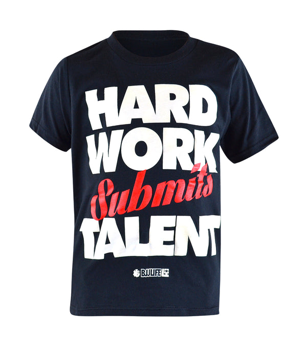 Combat Corner Youth BJJ Life Hard Work Submits Talent T-Shirt-1