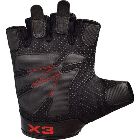 RDX S2 BLACK LEATHER WEIGHT LIFTING GLOVES-3