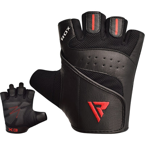 RDX S2 BLACK LEATHER WEIGHT LIFTING GLOVES-7