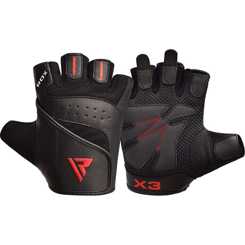 RDX S2 BLACK LEATHER WEIGHT LIFTING GLOVES-8