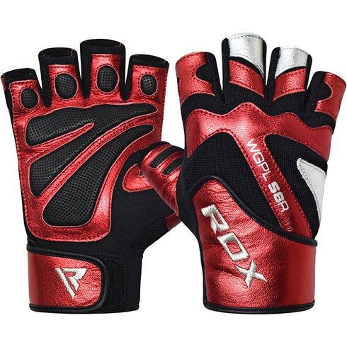 BOLD RED LEATHER GYM GLOVES-1