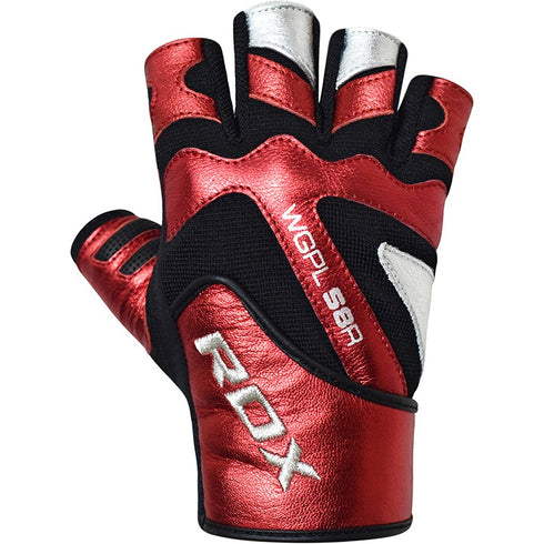 BOLD RED LEATHER GYM GLOVES-2