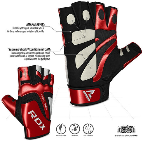 BOLD RED LEATHER GYM GLOVES-3