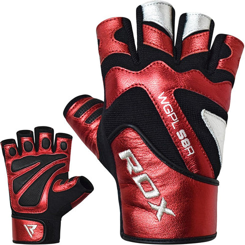 BOLD RED LEATHER GYM GLOVES-5