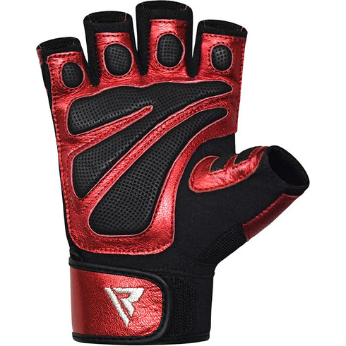 BOLD RED LEATHER GYM GLOVES-6