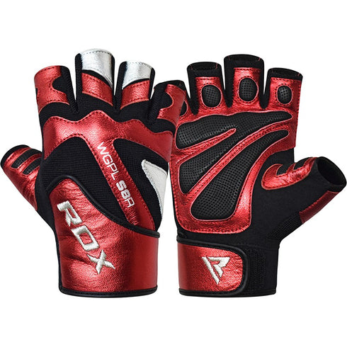 BOLD RED LEATHER GYM GLOVES-7