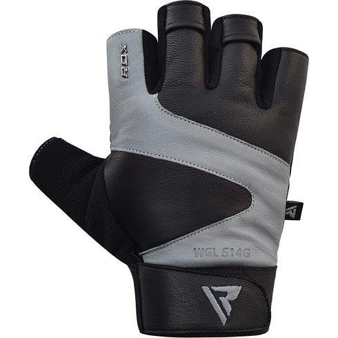 RDX S14 FERRIS WEIGHTLIFTING LEATHER GYM GLOVES/Gry-2