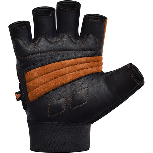 RDX S14 FERRIS WEIGHTLIFTING LEATHER GYM GLOVES/Tan-4