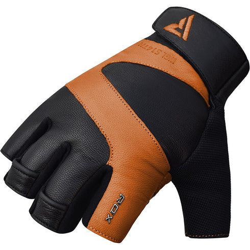 RDX S14 FERRIS WEIGHTLIFTING LEATHER GYM GLOVES/Tan-6