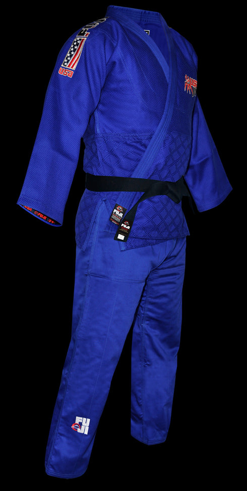 FUJI USA Judo Double Weave Gi-Blue-3