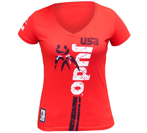 FUJI USA Judo Womens T-Shirt-Red-2