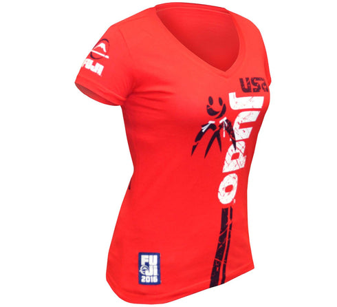 FUJI USA Judo Womens T-Shirt-Red-4