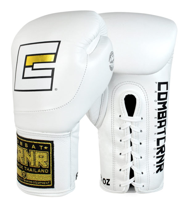 Combat Corner HMIT Lace Up Boxing Gloves White-1