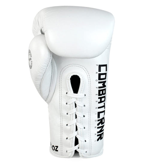 Combat Corner HMIT Lace Up Boxing Gloves White-5