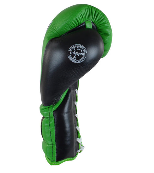 Combat Corner HMIT Lace Up Sparring Gloves Green/Black-3
