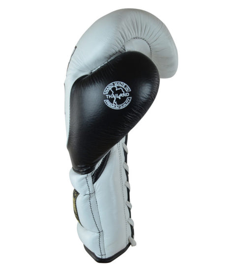Combat Corner HMIT Lace Up Sparring Gloves White/Black-3