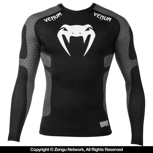 Venum "Absolute" Long-Sleeve Compression Shirt (Dark Grey) - MMA Fightland