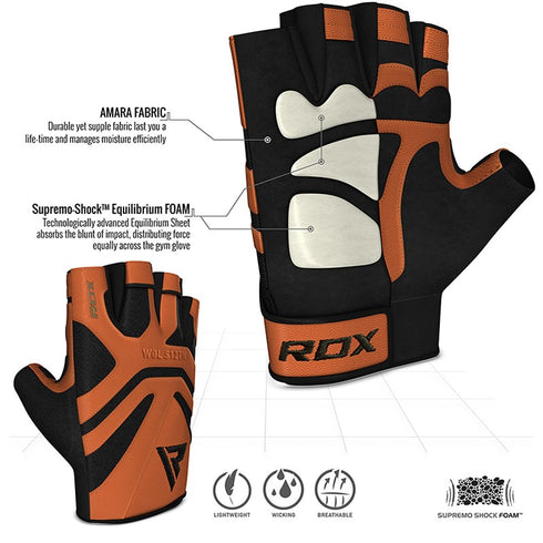 RDX S12 GYM WEIGHT LIFTING GLOVES/Tan-3