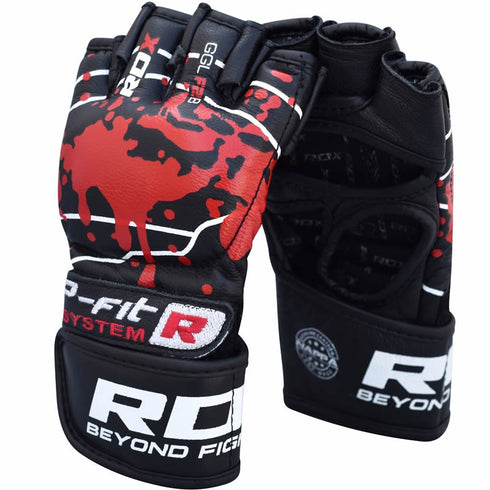 BLACK LEATHER MMA FIGHT GLOVES-4