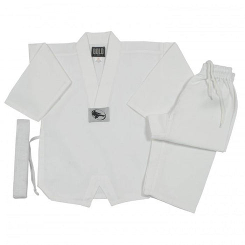 BOLD LOOK 7.5OZ MIDDLEWEIGHT TKD SETS-WHITE WITH COLLAR-1