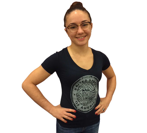 FUJI USA Judo Crest Womens T-Shirt-Blue-1