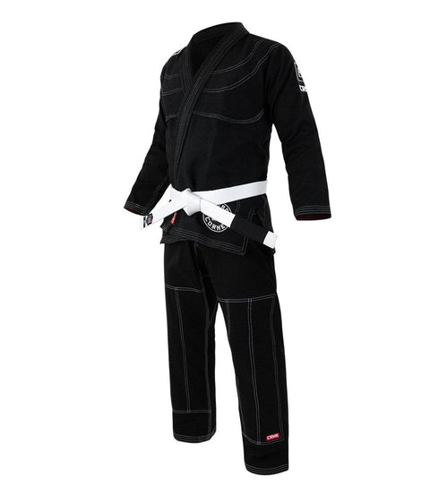 Combat Corner BJJ GI - Black v6 - FREE WHITE BELT - MMA Fightland