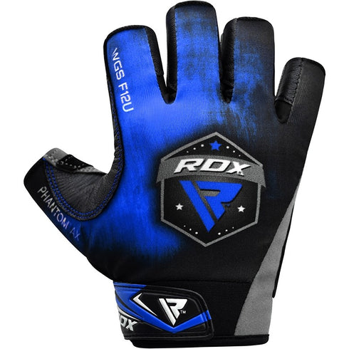 RDX F12 WEIGHTLIFTING GYM GLOVES/Blu-2
