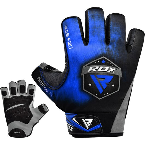 RDX F12 WEIGHTLIFTING GYM GLOVES/Blu-6